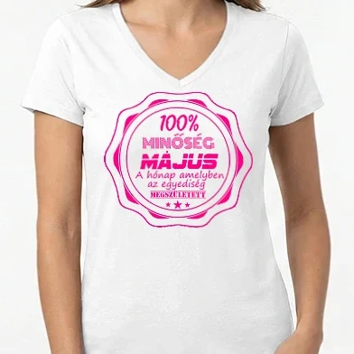 Női V-nyakú póló - 100% minőség május színezhető