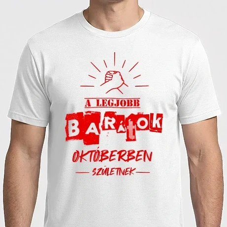 Férfi Imperial póló - legjobb barátok októberben születnek színezhető