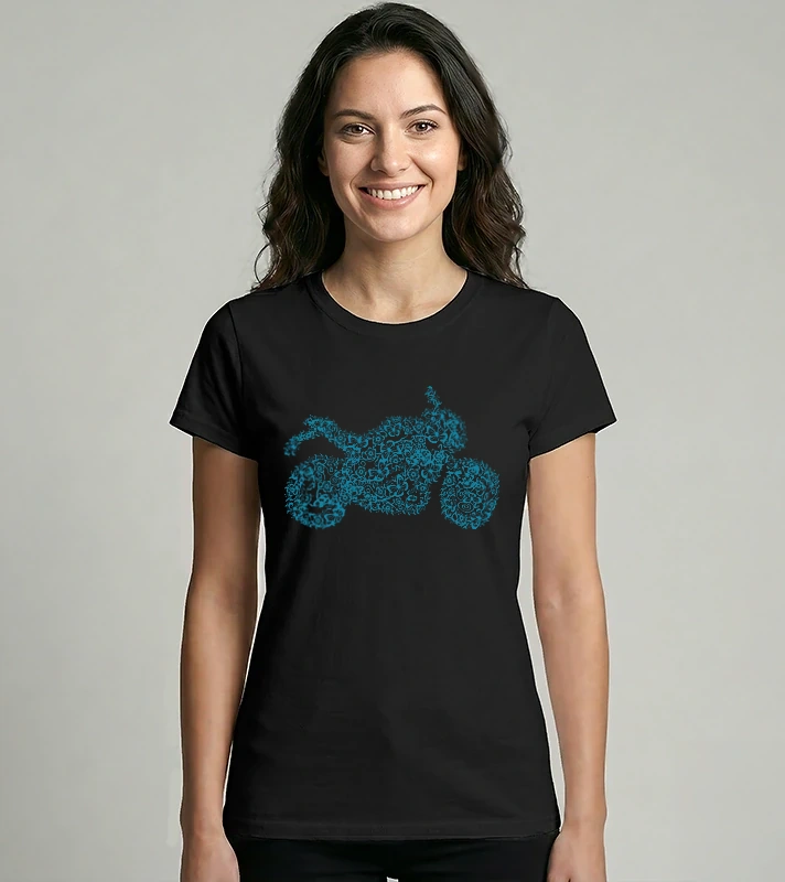 Kék virágos motor – Női Imperial póló
