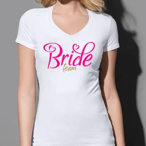 Női prémium V-nyakú póló - Team Bride színezhető