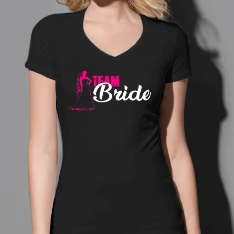 Női prémium V-nyakú póló - Team Bride színezhető
