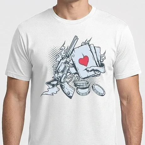 Férfi Imperial póló - Gun with Cards