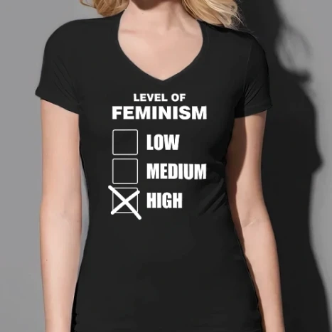 Női prémium V-nyakú póló - A feminizmus szintjei