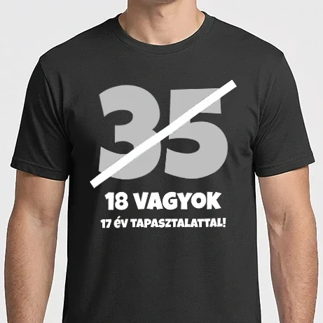 Férfi Imperial póló - 35 - 18 vagyok 17 év tapasztalattal - fehér