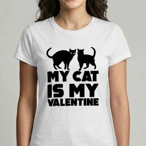 Női Imperial póló - My cat is my valentine black