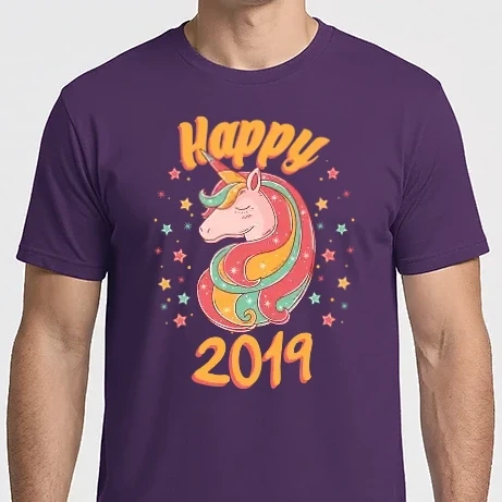 Férfi Imperial póló - unicorn newyear 2019