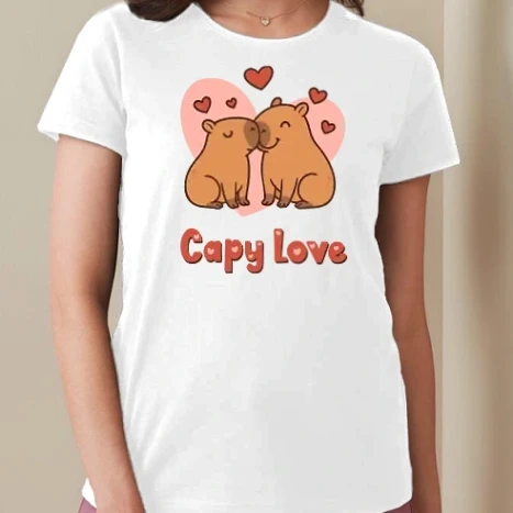 Női prémium kerek nyakú póló  - Capy love