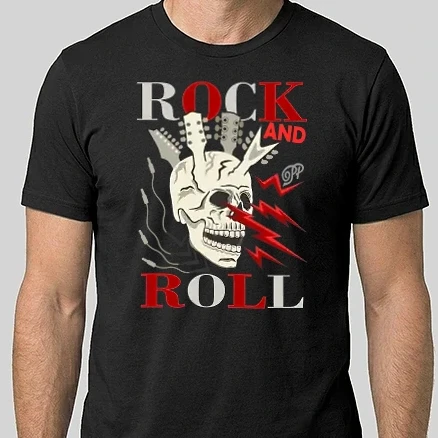 Férfi Alap póló - Rock and Roll Villámló Koponya