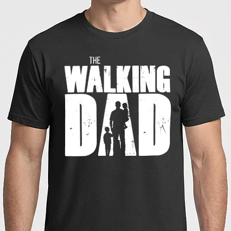 Férfi Imperial póló - The Walking DAD - apa két gyerekkel - fehér
