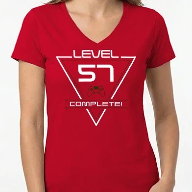 Női V-nyakú póló - level-complete-57