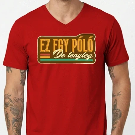 Férfi V-nyakú póló - ez egy póló_retro