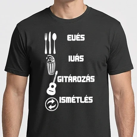 Férfi Imperial póló - Napirend Gitározás - Átszínezhető minta