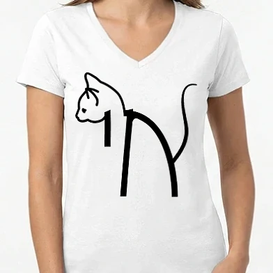 Női V-nyakú póló - Kecske vagy macska? ;-)