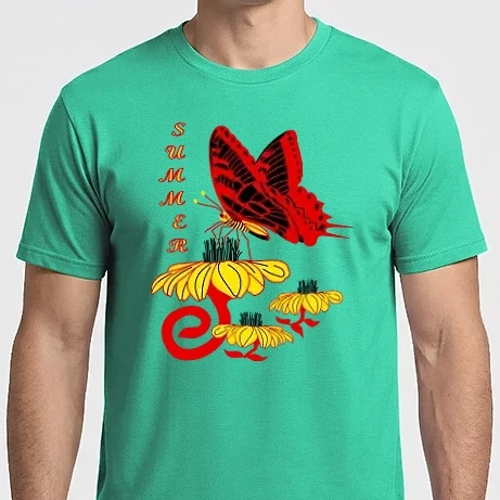 Férfi Imperial póló - Lepke virágon 