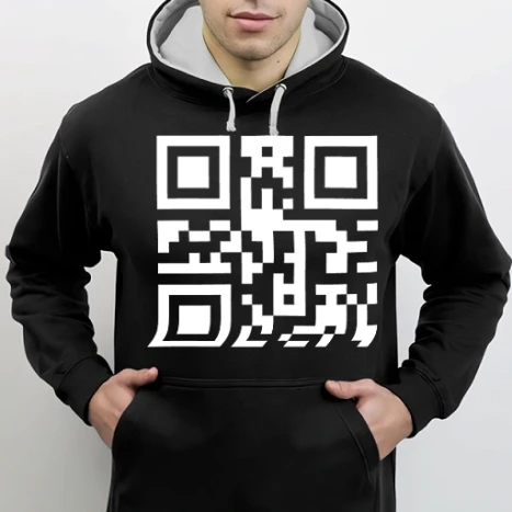 Férfi DUO kapucnis Pulcsi - F*ck off - QR code (fehér)