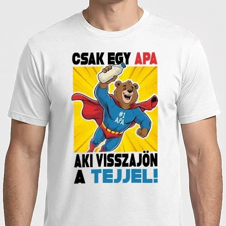 Férfi Imperial póló - Apa aki visszajön a tejjel világos alapra