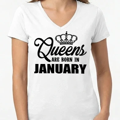 Női V-nyakú póló - Queens january