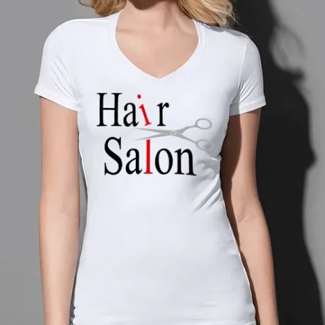 Női prémium V-nyakú póló - Hair Salon