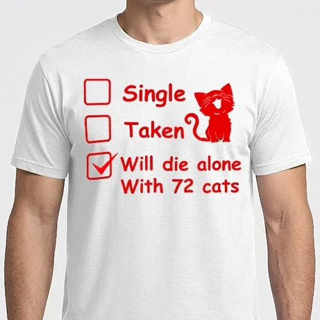 Férfi Imperial póló - Single taken will die alone with 72 cats