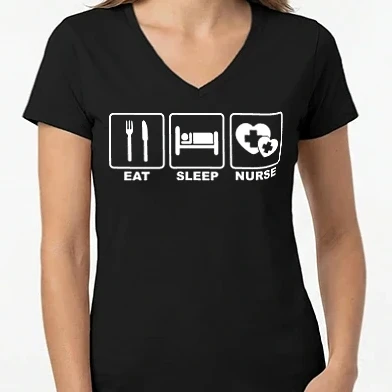 Női V-nyakú póló - Eat-Sleep-Nurse
