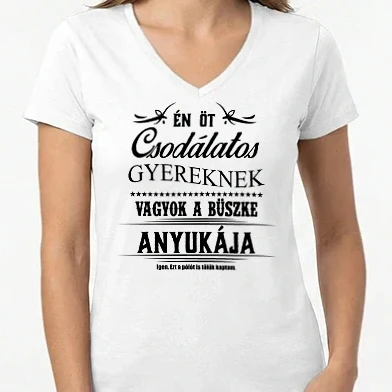 Női V-nyakú póló - Öt csodálatos gyerek büszke Anyukája vagyok