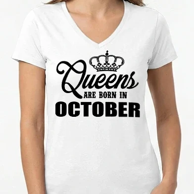 Női V-nyakú póló - queens october