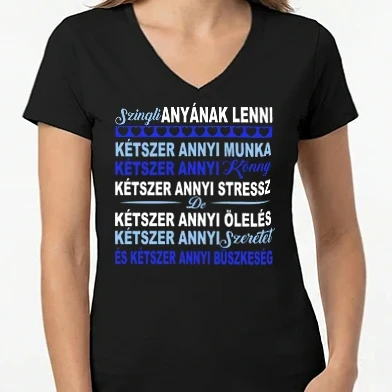 Női V-nyakú póló - anya ketszer