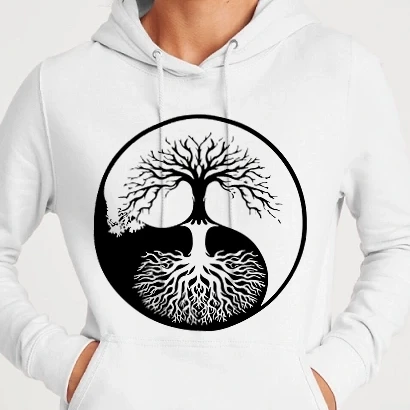 Női kapucnis pulcsi - Jin Jang Életfa 