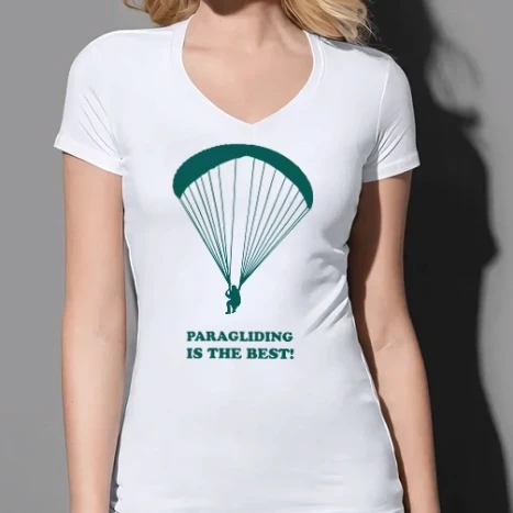 Női prémium V-nyakú póló - Paragliding