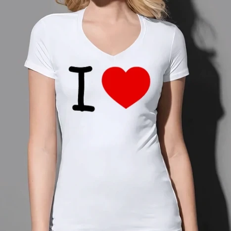 Női prémium V-nyakú póló - ilovesablon
