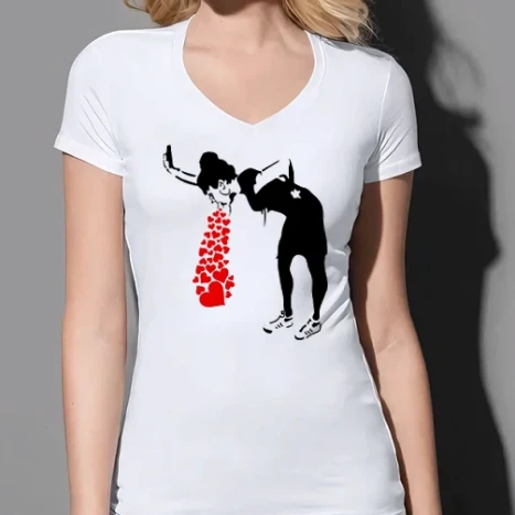 Női prémium V-nyakú póló - Puking Love