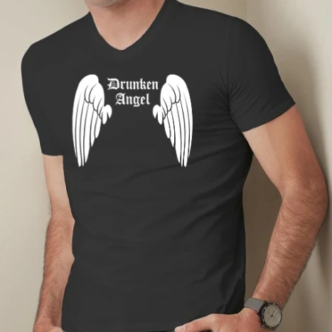 Férfi prémium fit V-nyakú póló - Drunken Angel - 2