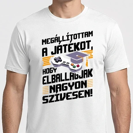 Férfi Imperial póló - Megállítottam a játékot ballagás - fehér alap