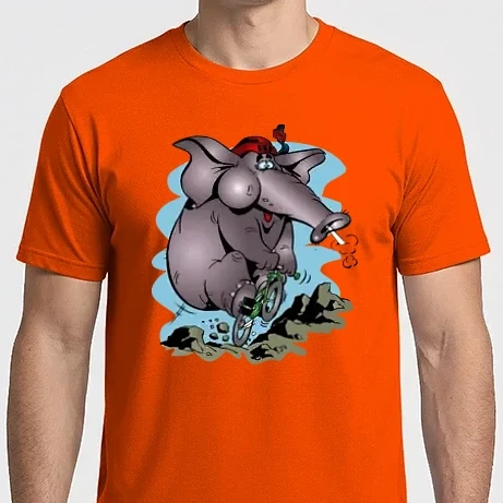 Férfi Imperial póló - elefánt a biciklin