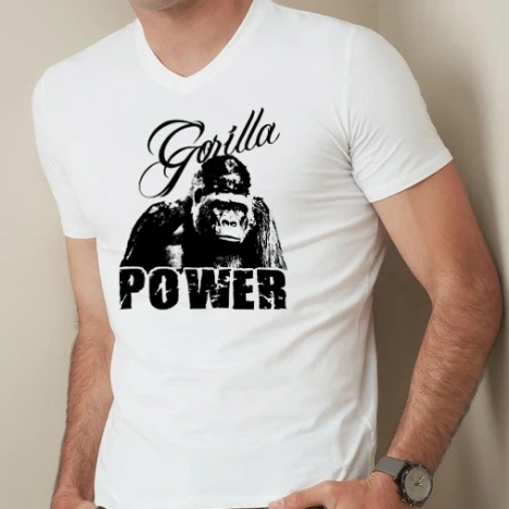 Férfi prémium fit V-nyakú póló - Gorilla Power