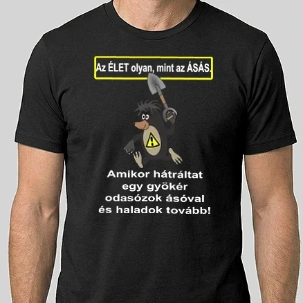 Férfi Alap póló - Figyelem Gyökér -fehér felirattal