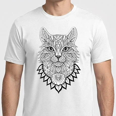 Férfi Imperial póló - Magyaros mintás fekete fehér cica