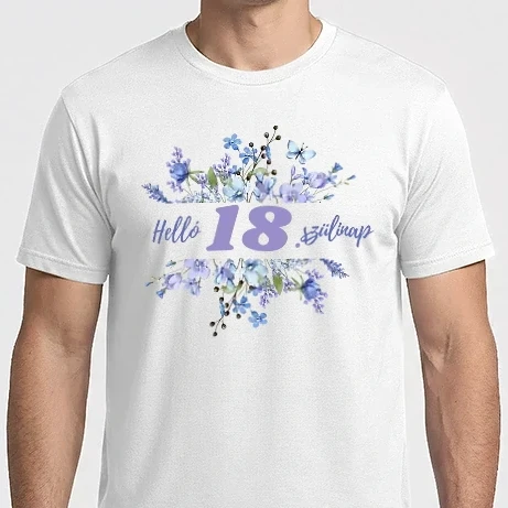 Férfi Imperial póló - 18. szülinap virágkerettel kék 