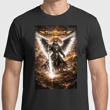 Férfi Imperial póló - Epic Metal Style Winged Wolf - Vuocano - with Tenkai Music logo