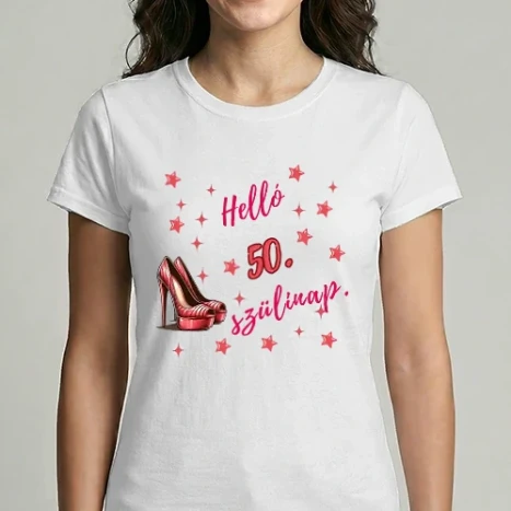 Női Imperial póló - Szülinap tűsarkú pink 50