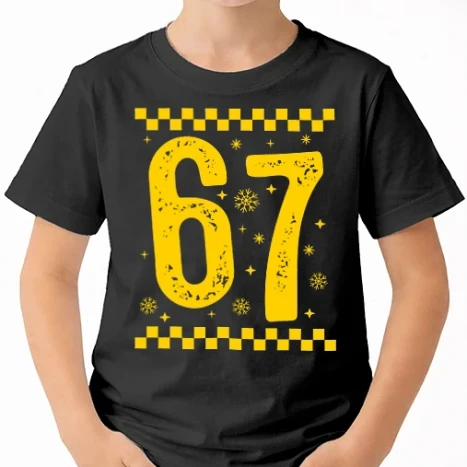 Uniszex gyerek Póló - 67 six seven sárga