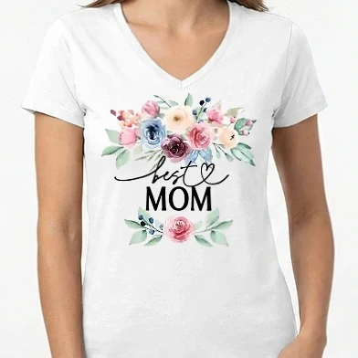 Női V-nyakú póló - Anyák napi minta Best Mom
