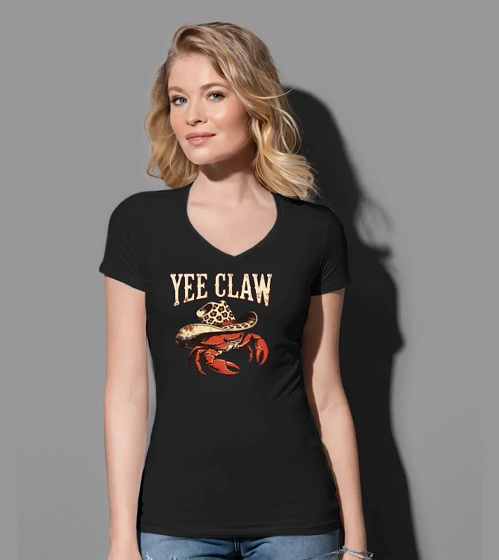 divatos tengerparti cowgirl - yee claw – Női prémium V-nyakú póló