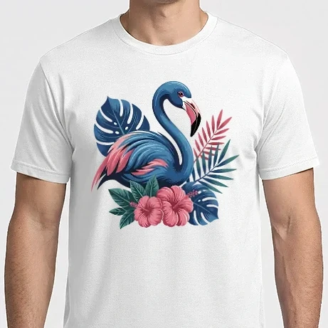 Férfi Imperial póló - Flamingo with tropical leaves and flowers