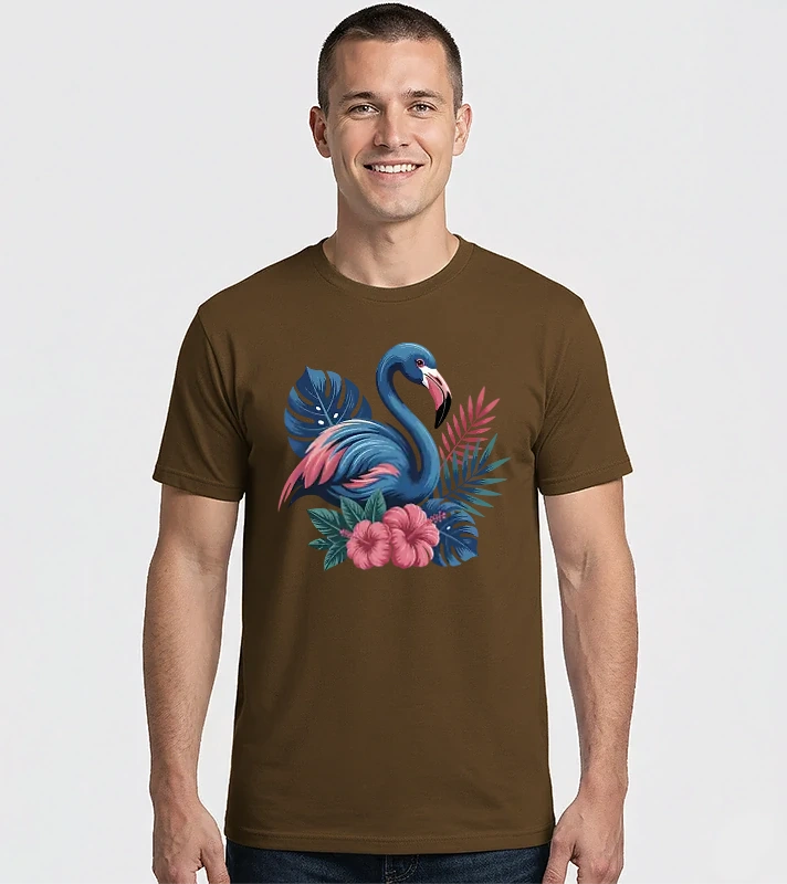 Flamingo with tropical leaves and flowers – Férfi Imperial póló