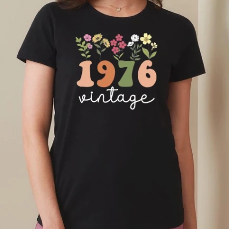 Női prémium kerek nyakú póló  - 1976 vintage 50. születésnap