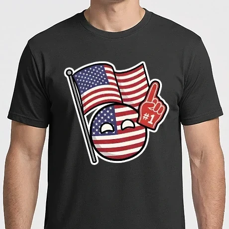 Férfi Imperial póló - USA Countryball Zászlóval és habszivacs ujjal