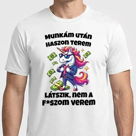 Férfi Imperial póló - Unikornis - Munkám után (magyar)