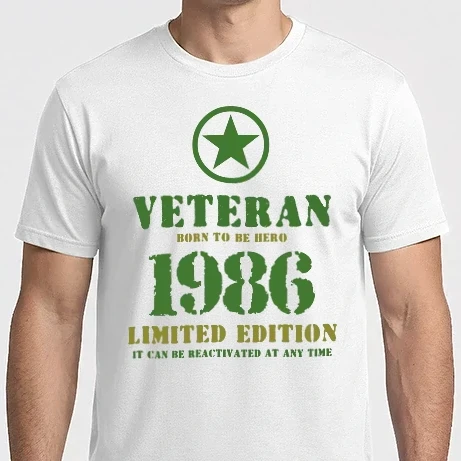 Férfi Imperial póló - VETERAN, BORN TO BE HERO, SZÜLETÉSNAPI ÉVSZÁM FELIRATTAL 1986