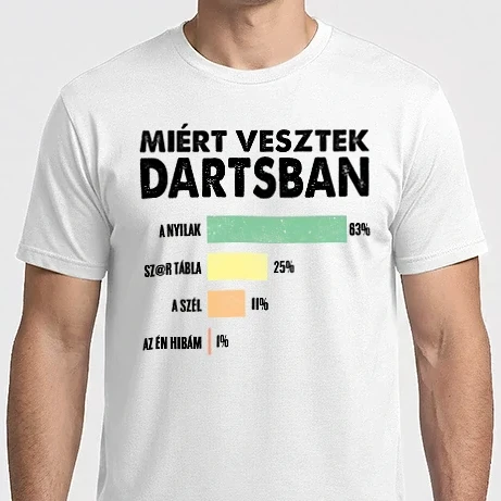 Férfi Imperial póló - Miért vesztek darts - fehér alapra